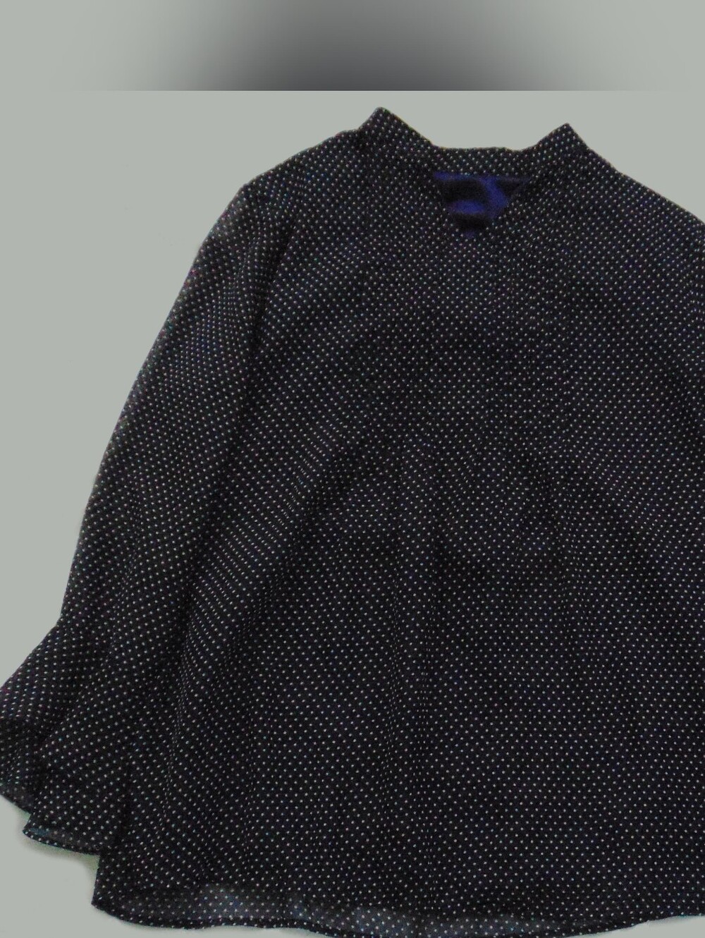 Black Polka Dot Long-Sleeve Women's Top